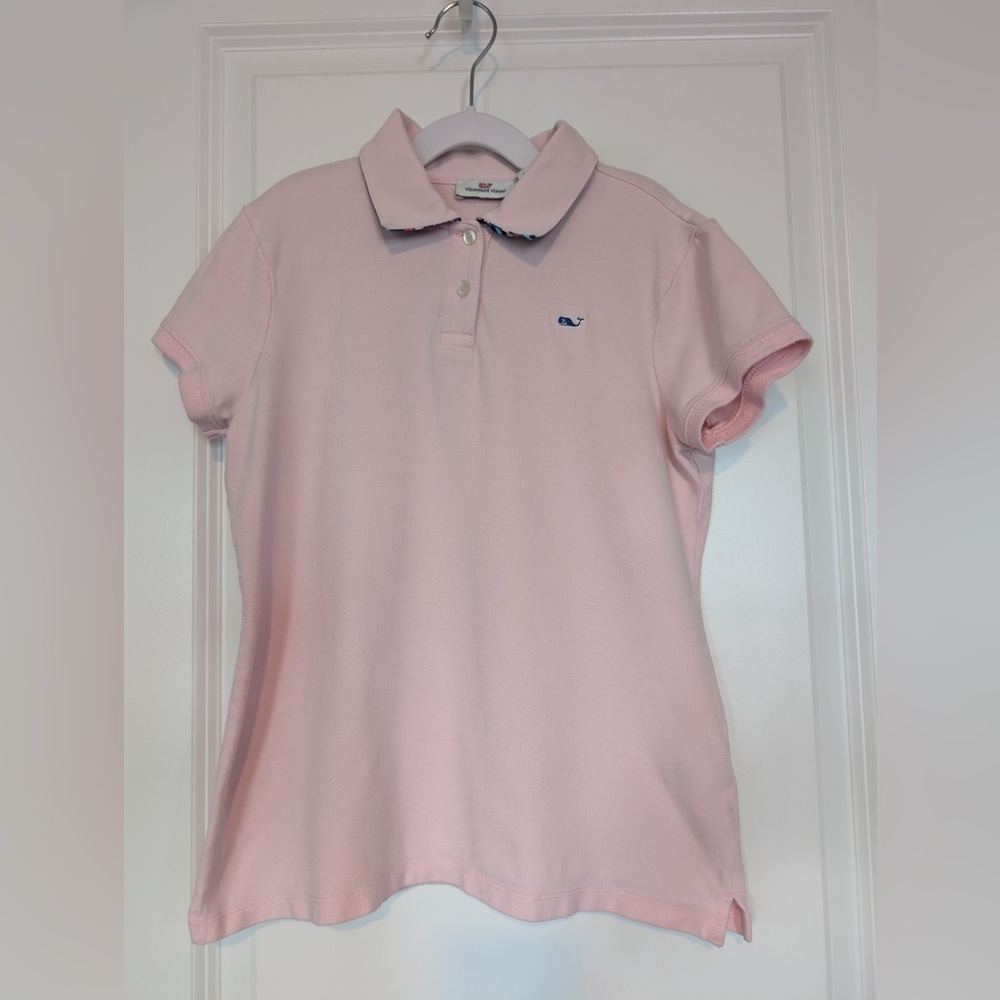 Vineyard Vines Girls' Cotton Short Sleeve Polo Light Pink Size Large/14